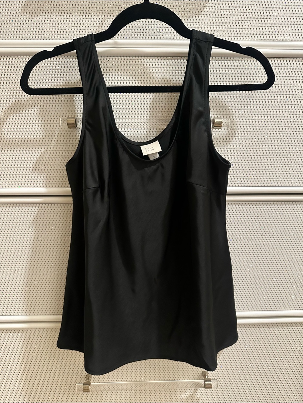 a new day Black Satin Shell Top